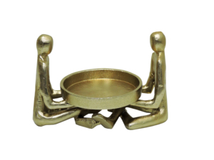 Portavelas de Aluminio Dorado con Diseño Abstracto de Figuras Humanas, Centro de Mesa Decorativo, Soporte Artístico Único para Velas de Té - Product Image 4