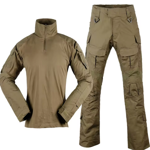 Ensemble uniforme tactique pour homme, chemise kaki à manches longues et pantalon cargo multi-poches pour usage extérieur - Product Image 1