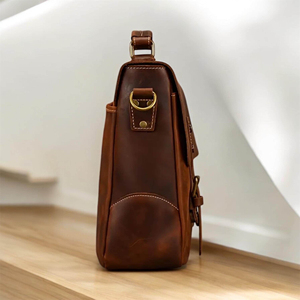 Sacoche d'ordinateur portable classique en cuir, sac à bandoulière, style bureau professionnel durable, fermeture à poignée, unisexe - Product Image 4