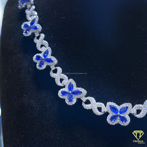 Women 12mm Moissanite Diamond Tennis Jewelry Butterfly <b>Infinity</b> Chain with Iced Prong Handset Hip Hop Style for All Occasions - Product Image 3