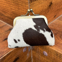 Mini porte-monnaie Western pour femmes en cuir de vache véritable petite pochette à clip mode en cuir véritable petits portefeuilles à clip avec boucle