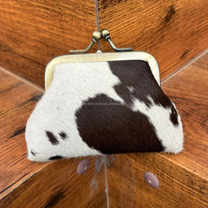 กระเป๋าเหรียญมินิตะวันตกสำหรับผู้หญิงหนังวัวแท้ขนาดเล็กกระเป๋าแฟชั่นหนังแท้ขนาดเล็กคลิปหนีบหัวเข็มขัด - Product Image 4