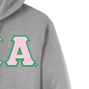 Sudadera con Capucha Bordada con las 3 Letras Griegas AKA, Gris, Gruesa, de Felpa, Mezcla de Algodón Suave, Informal, Unisex, para Invierno - Product Image 5