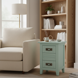 Table basse moderne avec 2 tiroirs en bois d'hévéa blanc MDF, meubles de salon, marque PKP, garantie 1 an - Product Image 2