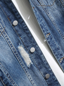 Vestes en jean déchirées pour hommes avec personnalisation complète, veste en jean de style sportif pour hommes pour les activités de plein air - Product Image 5