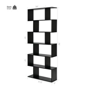 S-Shaped 6-Tier Bookshelf with Z Shelf Decor Storage Display <b>Bookcase</b> - Product Image 5