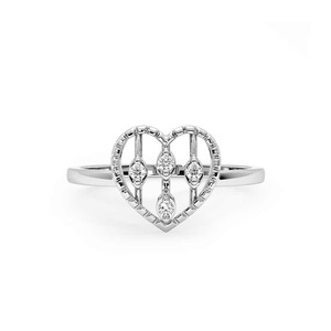 Anillo Minimalista con Forma de Corazón y Diamantes Naturales con Engaste Pavé en Plata de Ley 925 para Mujer - Regalo de Boda o Compromiso - Product Image 5