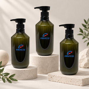 800ml PET <b>Pump</b> <b>Bottle</b> 33mm Dark Olive Green <b>Shampoo</b> Lotion Body Wash Cosmetic Packaging with Silk Screen Printing Made Vietnam - Product Image 4