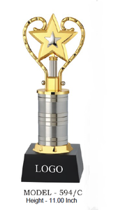 Trofeo Estrella de Metal Plateado con Logotipo Personalizado, Base Negra, Copa de Premio Deportivo Modelo 594, 3 Tamaños - Product Image 6