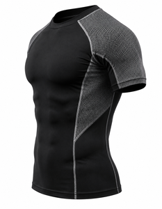 Camisetas de Compresión Blancas de Manga Corta para Hombre, Secado Rápido, Corte Ajustado, Cuello Redondo, Tejido de Lona Transpirable, 180g, Ropa Deportiva - Product Image 2