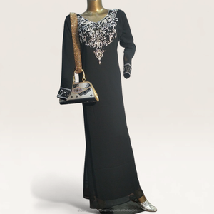 Pink Luxury <b>Kaftan</b> <b>Dress</b> with Gold Embroidered Neckline and Cuff Design for Wedding Party Wear - Product Image 6