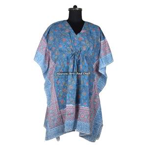 Robe de soirée africaine pour femmes, robes ethniques, robes courtes kaftan pour femmes KFCS150, meilleure fabrication de robes pour femmes avec impression à la main - Product Image 1