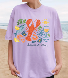 Sardines Di Sicilia Printed Women's Loose Fit Cotton T-Shirt Crew Neck Short Sleeve Casual Summer Top - Product Image 4