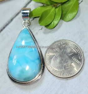 <b>Larimar</b> Pendant Sterling Silver <b>Larimar</b> Necklace <b>Jewelry</b> Statement Designer Pendant Christmas Gift <b>Jewelry</b> Women Gift Pendant - Product Image 3