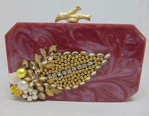 Top Quality Luxury Resin Clutch for <b>Bridal</b> Wedding Parties Brass Handle Clutch Made Resin Wooden Handmade BY MULTI CRAFT - Product Image 6