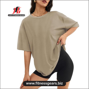Women's O-Neck Short Sleeve T-Shirt Solid Blue Knitted Casual Wear Loose Fit Summer 100% Polyester - Product Image 4