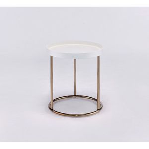 21.75\" Mid Century Edie Side <b>Table</b> White with <b>Copper</b> Legs Lipped Edge Coffee <b>Tables</b> - Product Image 2