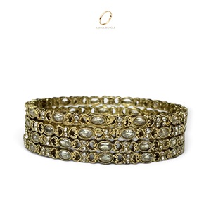Vintage Antique <b>Crystal</b> Premium Gold Plated Kashmiri Bangles Set for Women Wholesale Indian Wedding Fashion at Low Price - Product Image 3