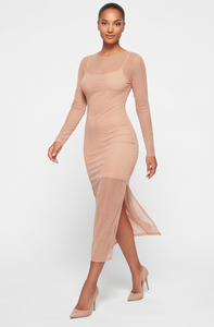 Women Sheer Mesh Midi Dress Long Sleeve Bodysuit Sexy Nightwear See Through Dress Light Quick Dry Sheer Mesh <b>Body</b> Suits Womens - Product Image 3