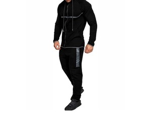 Ensemble de survêtement respirant imprimé pour homme, idéal pour le fitness, la gym et la course à pied, séchage rapide, 100 % coton molletonné, collection Printemps - Product Image 4