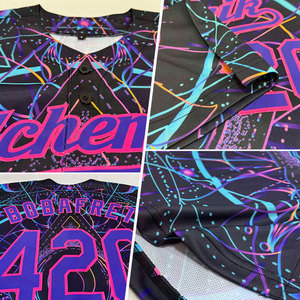 Camiseta de Béisbol Personalizada con Diseño 3D de Hongos Mágicos sobre Geometría Sagrada, Estilo Psicodélico y Auténtico - Product Image 2