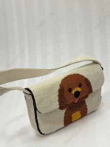 Pochette de soirée OEM en crème perlée à la main avec portrait de chiot et intérieur en satin pour marque privée, vente en gros et exportation - Product Image 4