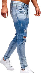 High Quality Men's Designer Ripped Vintage Slim Jeans Blue Men Pants Distressed Denim Jeans - Product Image 6