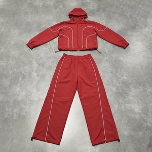 Custom Windbreaker <b>Zip</b> <b>up</b> Hooded <b>Jacket</b> Joggers Nylon Wind Breaker Cargo Pants Sweat Pant Tracksuit Unisex Jogging Suits Set - Product Image 4
