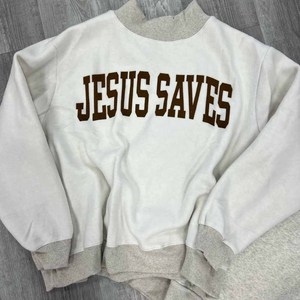 Sweat-shirt réversible personnalisé 2 pièces surdimensionné 100 % coton hiver unisexe avec col montant et motif « Jésus sauve » de haute qualité - Product Image 1