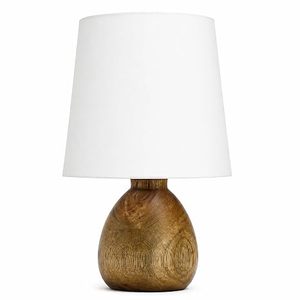 Handcrafted Wooden <b>Table</b> Lamp <b>Rustic</b> <b>Bedside</b> Desk Light Farmhouse Home Decor - Product Image 1