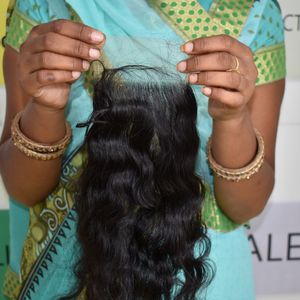 100% cuticule vierge brute couleur naturelle noir 6*6 fermeture ondulée non traitée Temple indien Extensions de cheveux humains - Product Image 4