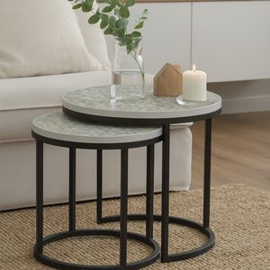 <b>Round</b> Nesting Side <b>Tables</b> Metal Frame End <b>Tables</b> Set for Living Room Sofa Corner Decor - Product Image 1