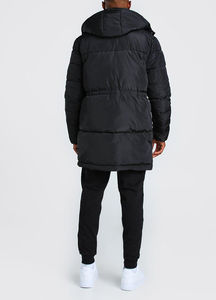 Veste longue matelassée pour homme avec logo personnalisé, style streetwear, capuche amovible, design OEM, manteau chaud en polyester - Product Image 2