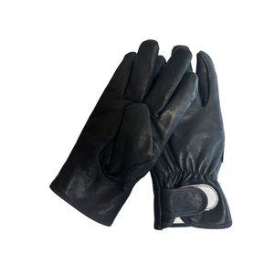 Sheep Grain Black Leather Driver Work <b>Gloves</b> With Strap EN420 Certified Comfort And Abrasion Resistance Working <b>Driving</b> <b>Gloves</b> - Product Image 2