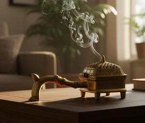 Elegante Quemador de Incienso Dhoop Dani de Latón con Asa para el Hogar, Templo, Pooja y Decoración Espiritual - Product Image 3