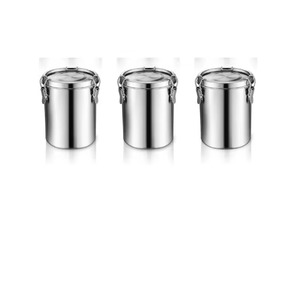 Durable Metal Herb Storage <b>Containers</b> for Kitchen Use Stainless Steel Spice Jars Set of 3 with Airtight Lids and Clips - Product Image 3