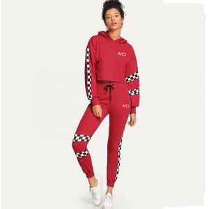 Custom High Quality Women Heavyweight Cropped Down Shoulder Tracksuit Wide Leg Pants Sweat Suit 2 Piece Crew Neck <b>Set</b> For Women - Product Image 5
