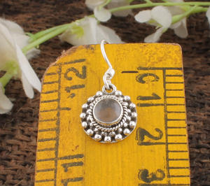 Boucles d'oreilles pendantes vintage faites à la main en argent sterling 925 massif avec quartz rose naturel, idéales pour un cadeau de mariage ou d'anniversaire - Product Image 6