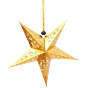 Ornement de Noël artisanal de luxe en plastique écologique en forme d'étoile dorée à suspendre - Product Image 1