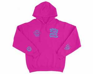 Sudadera con Capucha Unisex Azul Claro con Estampado Rosa y Cian, Estilo Urbano, Corte Holgado, para Otoño - Product Image 5
