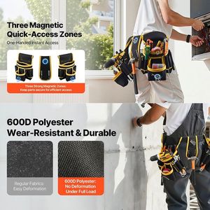 Adjustable <b>Carpenter</b>/Repairer Utility Belt with Detachable Work Bag <b>Tool</b> Storage Solution - Product Image 3