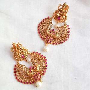 Fashion Earrings Matte Chandbali Style Laxmi Earrings - Product Image 1