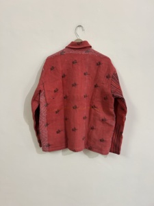 Blazer Rojo Estampado de Algodón con Cuello Vuelto, Manga Larga, Cierre de un Botón, Estilo Primavera, Chaqueta para Mujer - Product Image 3