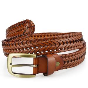 Braided Cow Hide Leather Belt With Copper Pin Buckle Casual Men's Belt Fashion Design Leather Belt For Man - Product Image 6