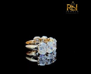 Oval Cut Lab Grown Diamond Half Eternity Band Solid Gold Shared Prong <b>Stacking</b> <b>Ring</b> Women OEM ODM Wholesale B2B Supply - Product Image 4
