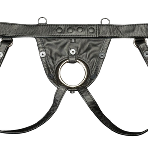 Mens Center Stripe Leather Jockstrap White Accent Premium Leather Fetish Underwear Adjustable Straps Club Wear - Product Image 6