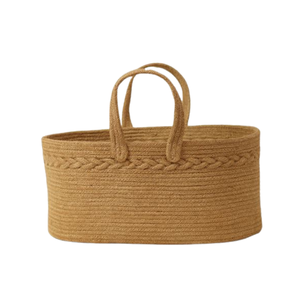 Panier de rangement ovale en jute naturelle fait main avec poignées et bordure tressée, panier organisateur de jouets pour la chambre d'enfant - Product Image 3
