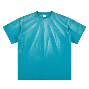 T-shirt unisexe 100 % coton délavé style été, coupe oversize, manches courtes, col rond, ensemble deux pièces pour homme, coupe carrée - Product Image 1