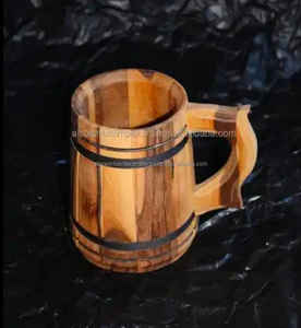 Tasses en bois d'acacia pour l'eau de thé de café de Dirking avec la tasse de bière en bois de style de fantaisie avec la poignée disponible au prix export - Product Image 3