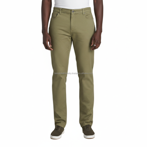 Men's Slim Fit <b>Chino</b> Pants Brown Mid Waist Solid Custom OEM Wholesale - Product Image 1